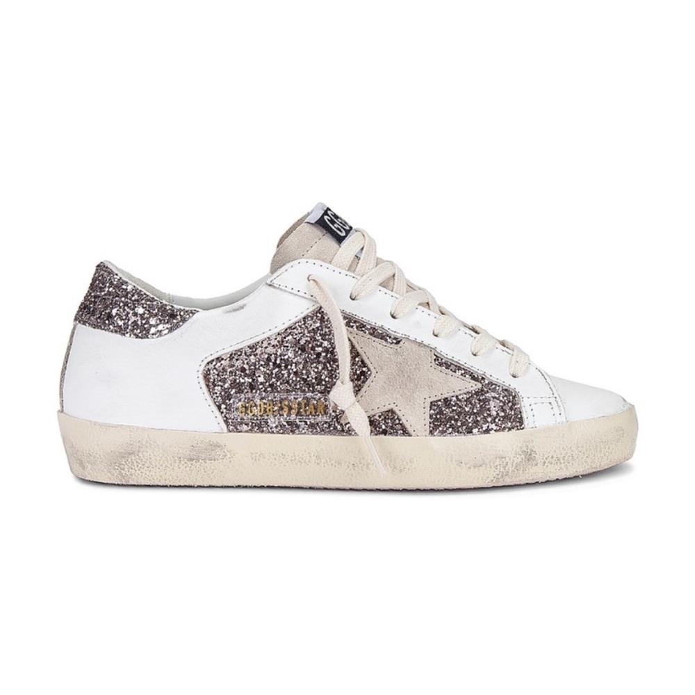Authentic Golden Goose Superstar Glitter White & Seed Pearl Size 38
